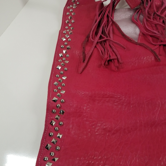 Thulare Monareng Oversized Bubble Gum Pink Cow Hide Studded Bag - Picture 10 of 15